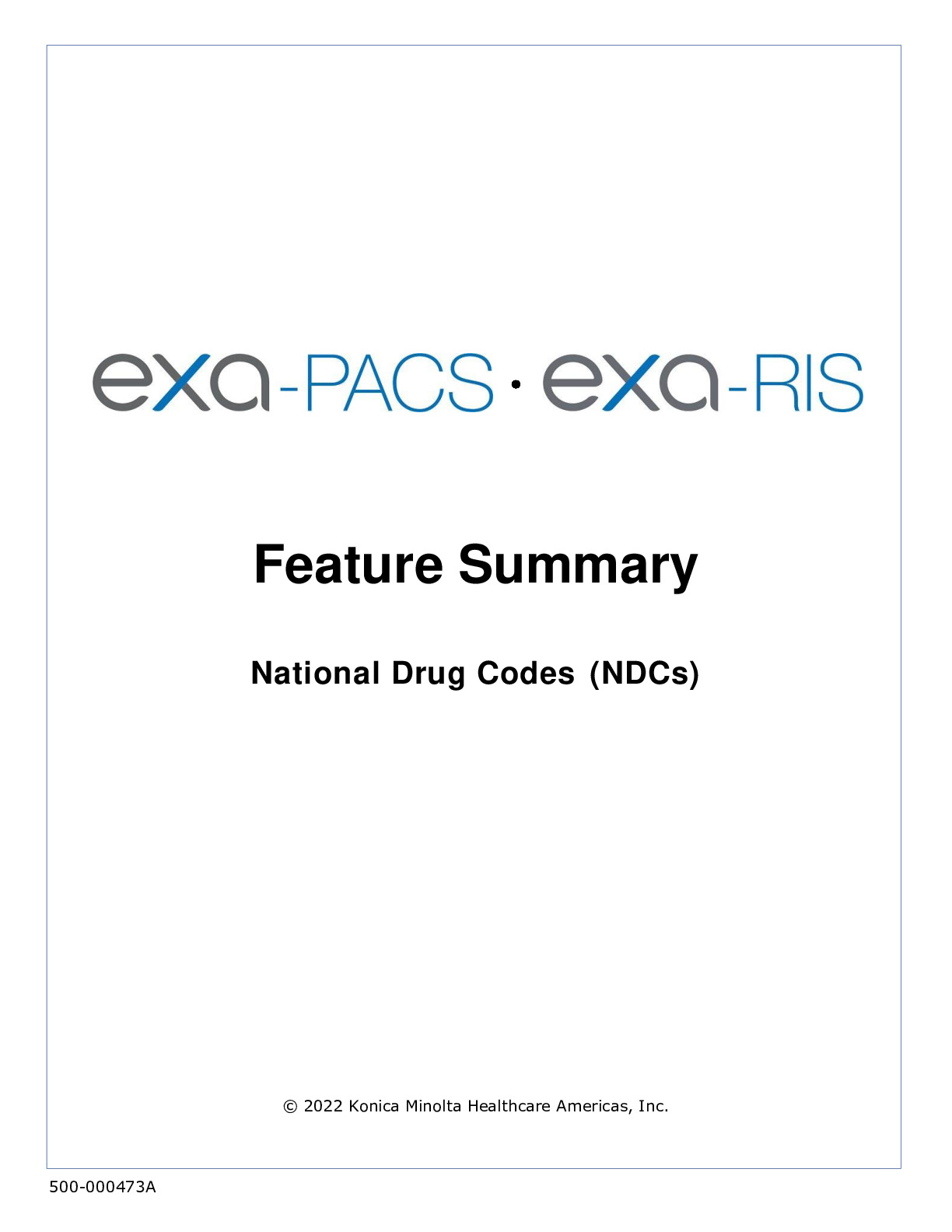 National Drug Codes (NDC) Konica Minolta Healthcare Americas, Inc.